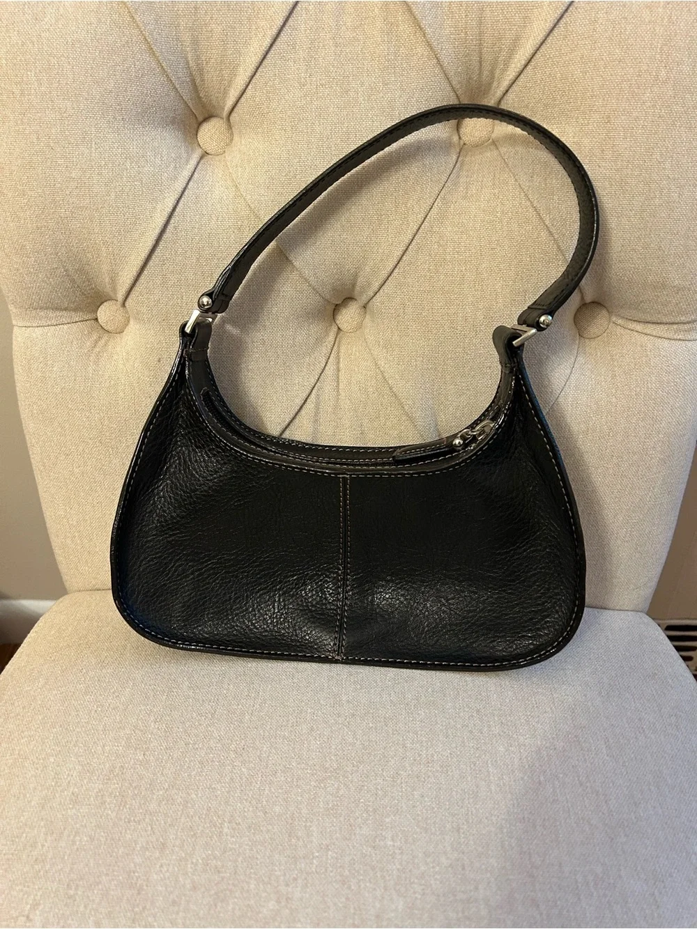 Cole Haan Vintage Village Black Leather Mini Hobo Bag Y2K Shoulder Purse